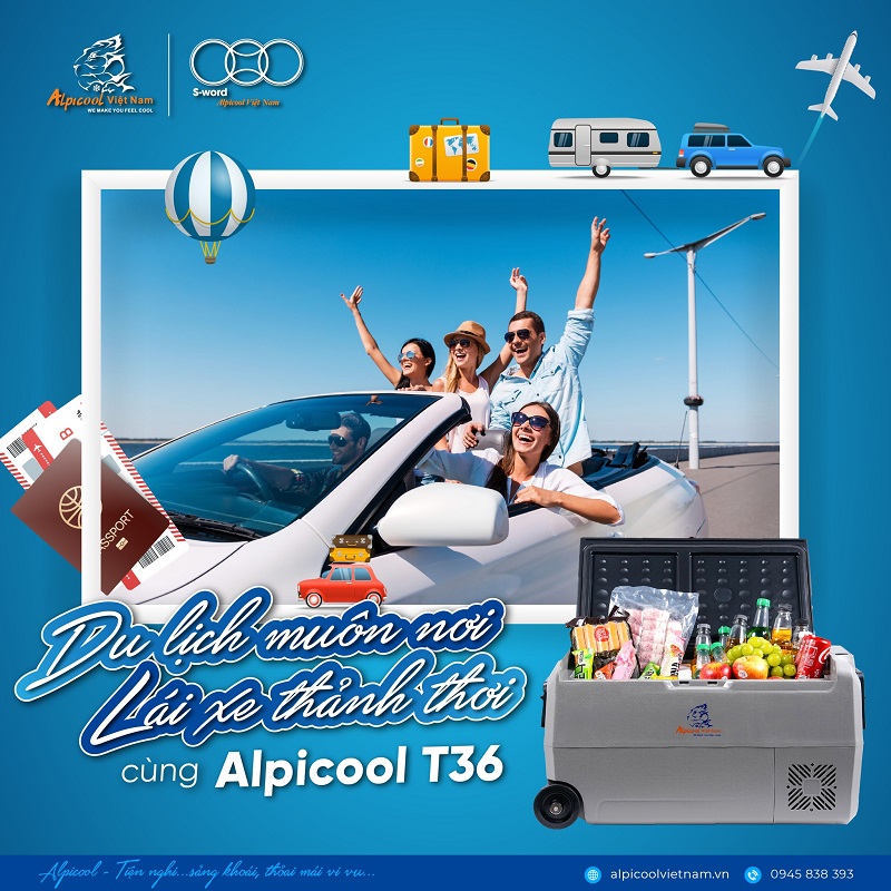 Du lịch muôn nơi - Lái xe thành thơi với tủ lạnh ô tô di động thông minh Alpicool T36